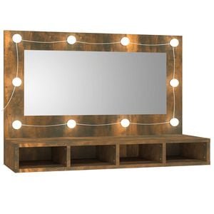 vidaXL Zrcadlov&aacute; skř&iacute;ňka s LED kouřov&yacute; dub 90 x 31,5 x 62 cm