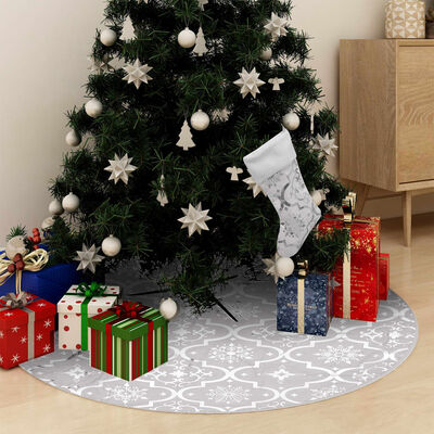 vidaXL Luxusní podložka pod vánoční stromek s punčochou bílá 90 cm