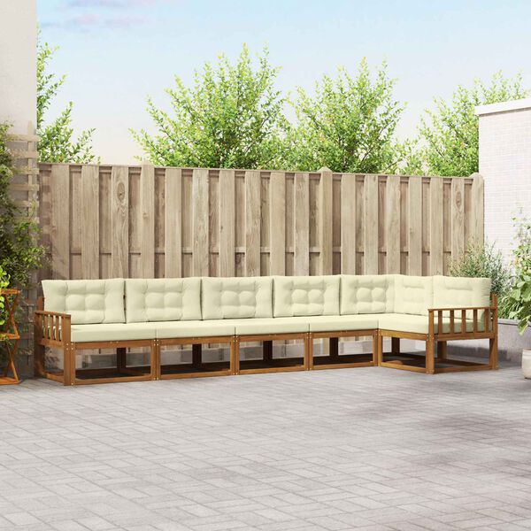 vidaXL Venkovn&iacute; pohovkov&aacute; souprava 6 pcs Přirozen&aacute; a Kr&eacute;mov&aacute;