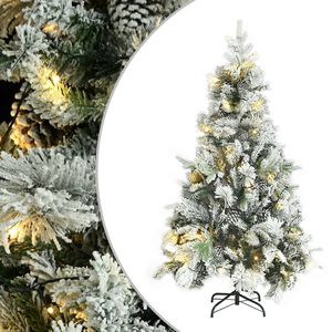 vidaXL V&aacute;nočn&iacute; stromek s LED zasněžen&yacute; s &scaron;i&scaron;kami 195 cm PVC a PE