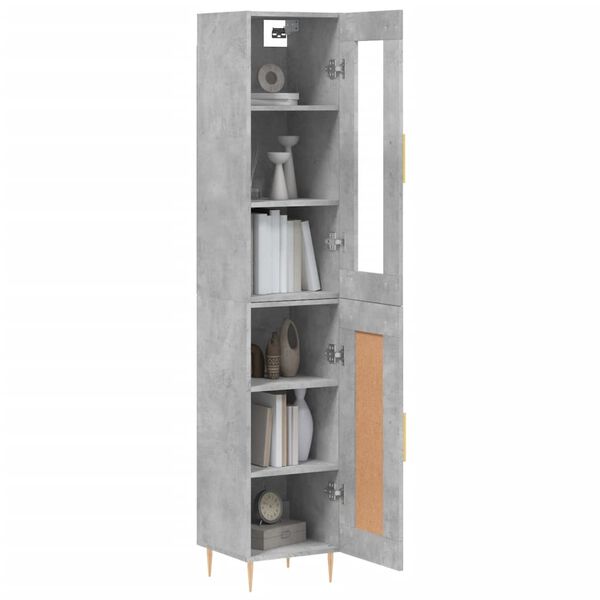 vidaXL Skř&iacute;ň highboard betonově &scaron;ed&aacute; 34,5x34x180 cm kompozitn&iacute; dřevo