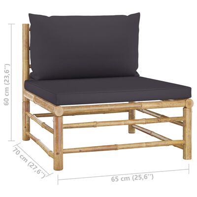 vidaXL 4dílná zahradní sedací souprava + tmavě šedé podušky bambus