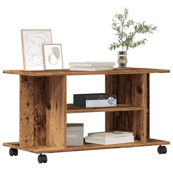 vidaXL TV stolek na kolečk&aacute;ch old wood 80x40x45 cm kompozitn&iacute; dřevo