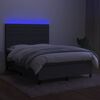 vidaXL Box spring postel s matrac&iacute; a LED tmavě &scaron;ed&aacute; 140x200 cm textil