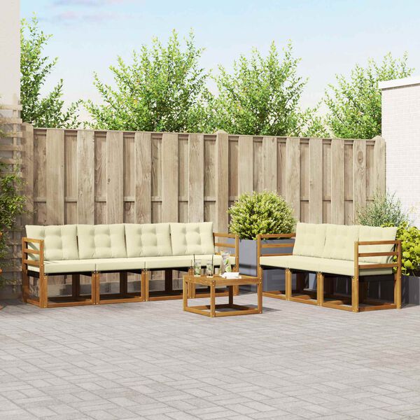 vidaXL Venkovn&iacute; pohovkov&aacute; souprava 8 pcs Přirozen&aacute; a Kr&eacute;mov&aacute;