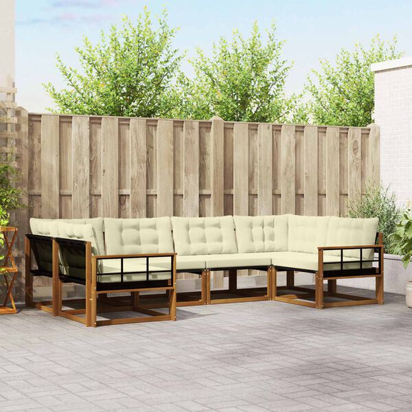 vidaXL Venkovn&iacute; pohovkov&aacute; souprava 6 pcs Přirozen&aacute; a Kr&eacute;mov&aacute;