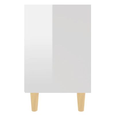 vidaXL Noční stolek masivní dřevěné nohy lesklý bílý 40 x 30 x 50 cm