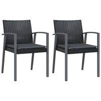 vidaXL Zahradní židle s poduškami 2 ks černé 56,5x57x83 cm polyratan