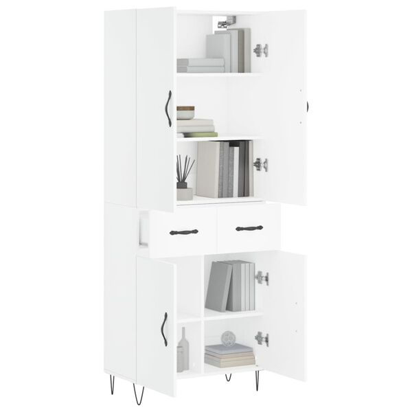 vidaXL Skř&iacute;ň highboard b&iacute;l&aacute; 69,5 x 34 x 180 cm kompozitn&iacute; dřevo