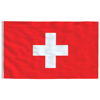 vidaXL Vlajka Švýcarska a stožár 5,55 m hliník