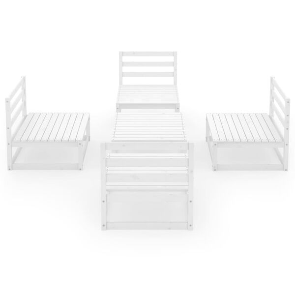 vidaXL 5d&iacute;ln&aacute; zahradn&iacute; sedac&iacute; souprava b&iacute;l&aacute; masivn&iacute; borovice