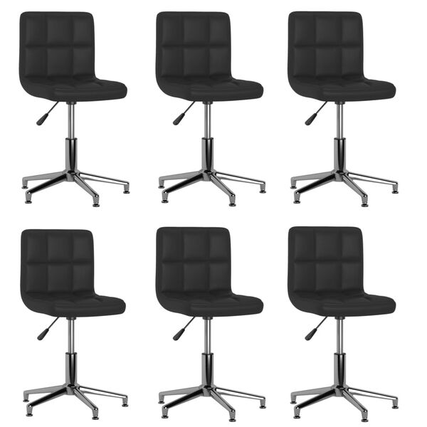 vidaXL Otočn&eacute; j&iacute;deln&iacute; židle 6 ks čern&eacute; uměl&aacute; kůže