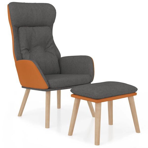 vidaXL Relaxačn&iacute; křeslo s podnožkou tmavě &scaron;ed&aacute; uměl&aacute; kůže a textil