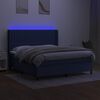 vidaXL Box spring postel s matrac&iacute; a LED modr&aacute; 180x200 cm textil