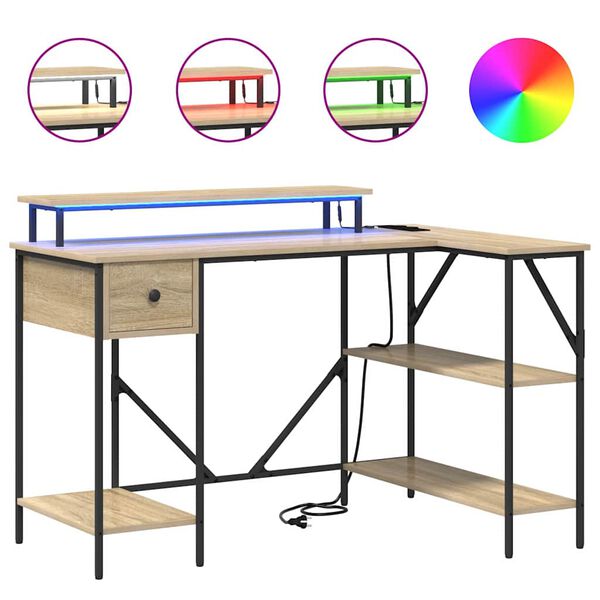 vidaXL Stůl se z&aacute;suvkou Sonoma dub 120 x 79 x 86,5 cm kompozitn&iacute; dřevo