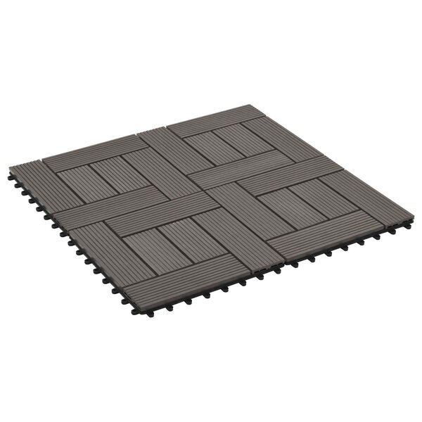 vidaXL Dlažba na terasu 11 pcs Tmavě hněd&aacute; 30 x 30 cm Dřevoplast