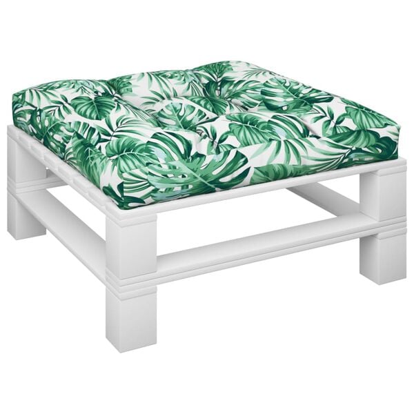 vidaXL Podu&scaron;ka na pohovku z palet vzor listů 70 x 70 x 12 cm