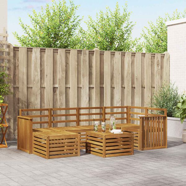 vidaXL Sedac&iacute; soupravy Př&iacute;rodn&iacute; Masivn&iacute; ak&aacute;tov&eacute; dřevo