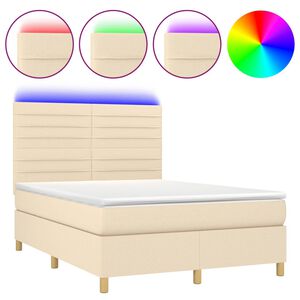 vidaXL Box spring postel s matrac&iacute; a LED kr&eacute;mov&aacute; 140x200 cm textil