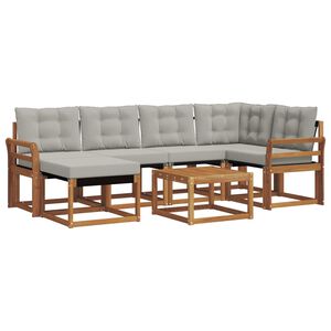 vidaXL Venkovn&iacute; pohovkov&aacute; souprava 7 pcs Př&iacute;rodn&iacute; a světle &scaron;ed&aacute;