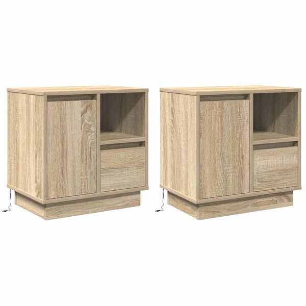 vidaXL Nočn&iacute; skř&iacute;ňka se z&aacute;suvkou 2 pcs Sonoma dub 50 x 34,5 x 50 cm.
