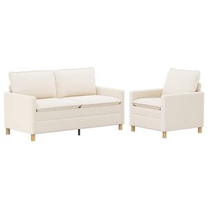 vidaXL Set pohovek 2 ks Kr&eacute;mov&aacute; Textil