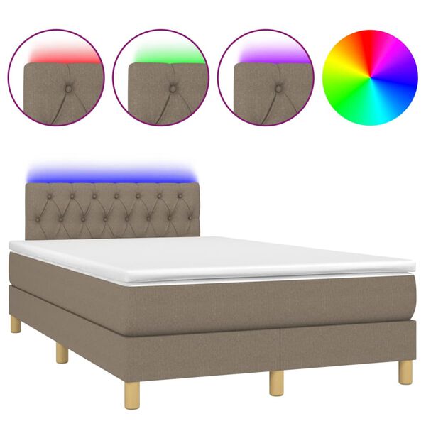 vidaXL Box spring postel s matrac&iacute; a LED taupe 120x190 cm textil