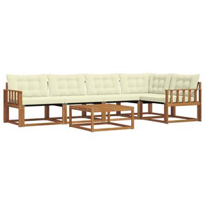 vidaXL Venkovn&iacute; pohovkov&aacute; souprava 6 pcs Přirozen&aacute; a Kr&eacute;mov&aacute;