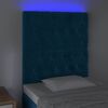 vidaXL Čelo postele s LED tmavě modr&eacute; 80x7x118/128 cm samet