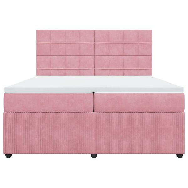 vidaXL Box spring postel s matrac&iacute; růžov&aacute; 200x200 cm samet