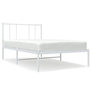vidaXL Kovov&yacute; r&aacute;m postele s čelem b&iacute;l&yacute; 90 x 200 cm