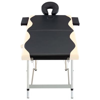 vidaXL Skládací masážní stůl se 2 zónami hliník černo-béžový