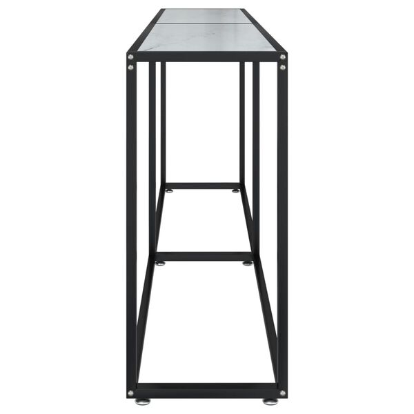 vidaXL Konzolov&yacute; stolek b&iacute;l&yacute; mramor 200 x 35 x 75,5 cm tvrzen&eacute; sklo
