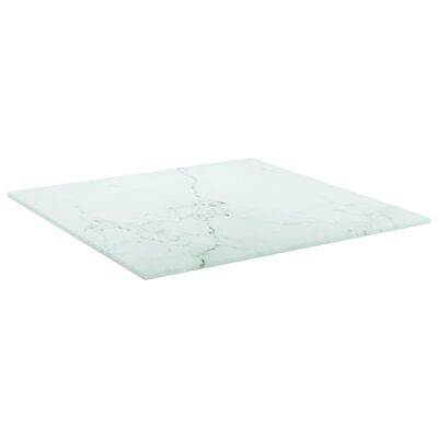 vidaXL Stolní deska bílá 40 x 40 cm 6 mm tvrzené sklo mramorový design