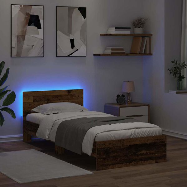 vidaXL R&aacute;m postele s čelo Star&eacute; dřevo 90 x 200 cm kompozitn&iacute; dřevo