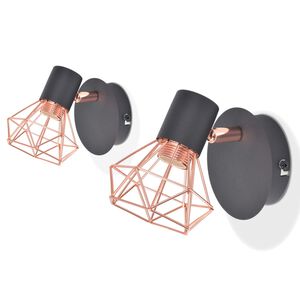 vidaXL N&aacute;stěnn&aacute; lampa 2 ks E14 čern&aacute; a měď