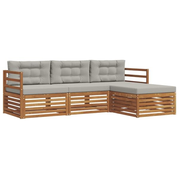 vidaXL Venkovn&iacute; pohovkov&aacute; souprava 4 pcs Př&iacute;rodn&iacute; a světle &scaron;ed&aacute;