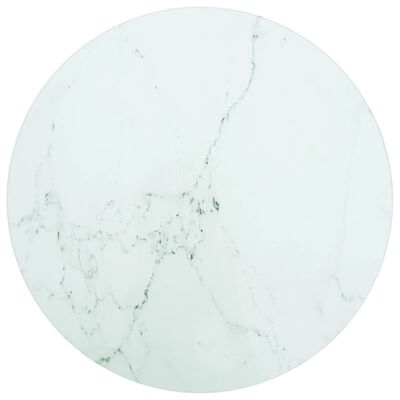 vidaXL Stolní deska bílá Ø 30 x 0,8 cm tvrzené sklo mramorovaný design