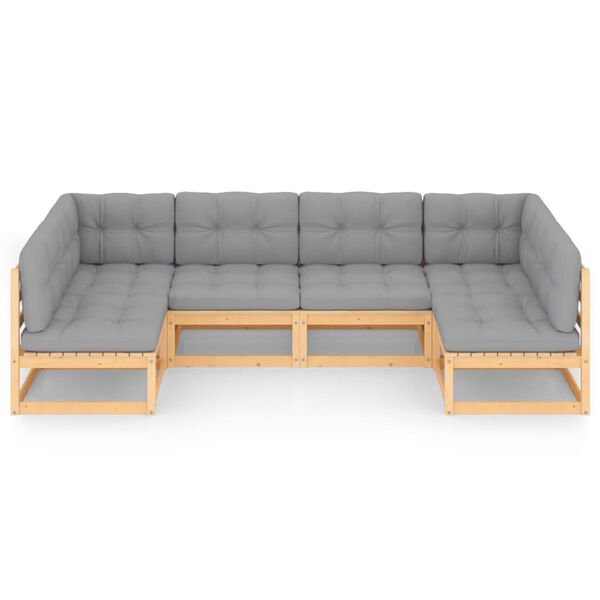 vidaXL 6d&iacute;ln&aacute; zahradn&iacute; sedac&iacute; souprava s podu&scaron;kami masivn&iacute; borovice