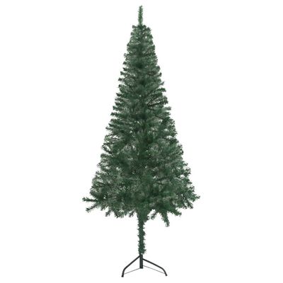 vidaXL Rohový umělý vánoční stromek s LED osvětlením zelený 210 cm PVC