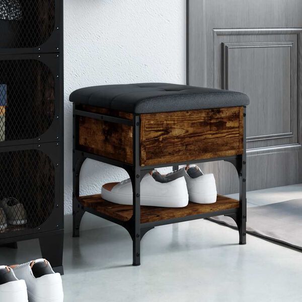 vidaXL Lavice s botn&iacute;kem kouřov&yacute; dub 42 x 42 x 45 cm kompozitn&iacute; dřevo