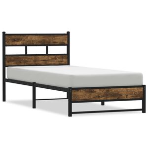vidaXL Kovov&yacute; r&aacute;m postele bez matrace kouřov&yacute; dub 75 x 190 cm