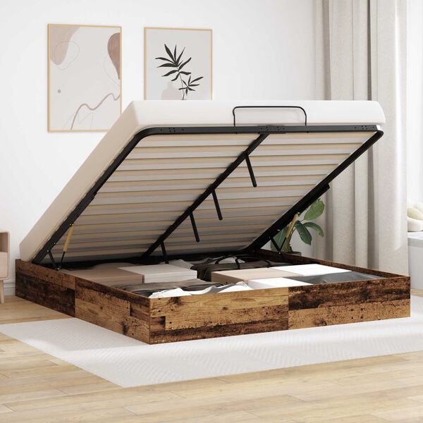 vidaXL Ottoman postel Star&eacute; dřevo 203 x 180 x 25 cm Dřevěn&yacute; materi&aacute;l