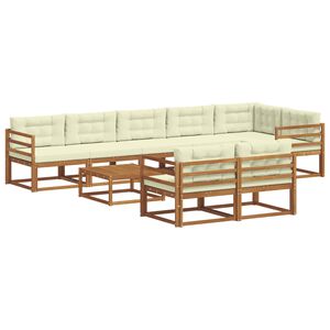 vidaXL Venkovn&iacute; pohovkov&aacute; souprava 9 pcs Přirozen&aacute; a Kr&eacute;mov&aacute;