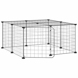 vidaXL 12panelov&aacute; ohr&aacute;dka pro zv&iacute;řata s dv&iacute;řky čern&aacute; 70 x 70 x 35 cm ocel