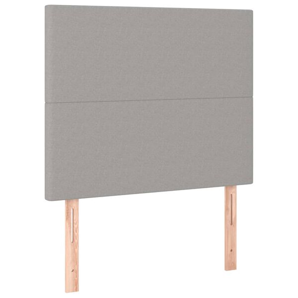 vidaXL Čelo postele s LED světle šedé 100x5x118/128 cm textil