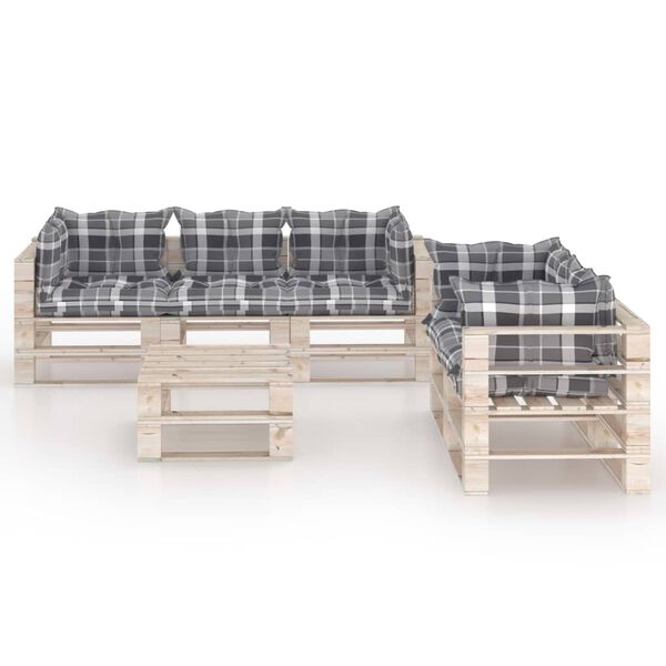 vidaXL 6d&iacute;ln&aacute; zahradn&iacute; sedac&iacute; souprava z palet s podu&scaron;kami borovice