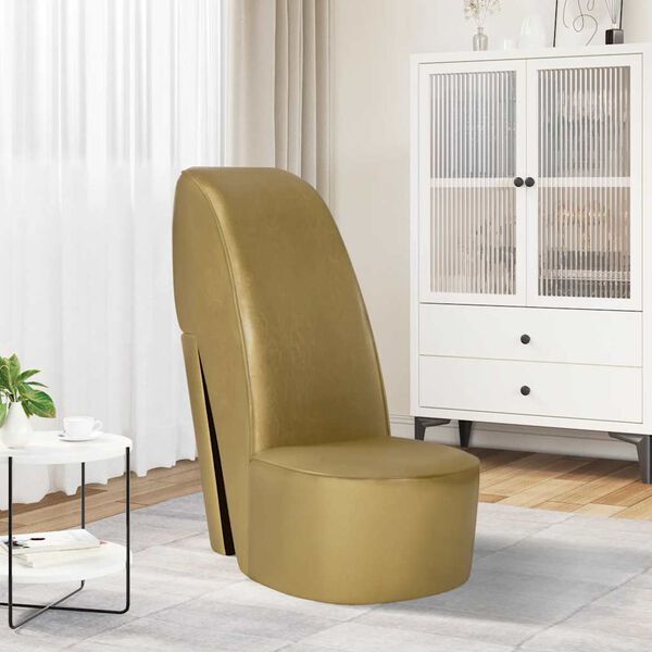 vidaXL Křeslo s vysok&yacute;m podpatkem zlat&eacute; uměl&aacute; kůže