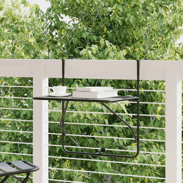 vidaXL Balk&oacute;nov&yacute; stůl čern&yacute; 60 x 40 cm ocel