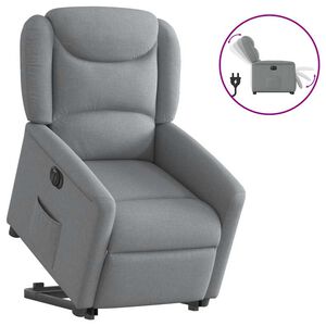 vidaXL Elektrick&eacute; zvedac&iacute; polohovac&iacute; křeslo světle &scaron;ed&eacute; textil